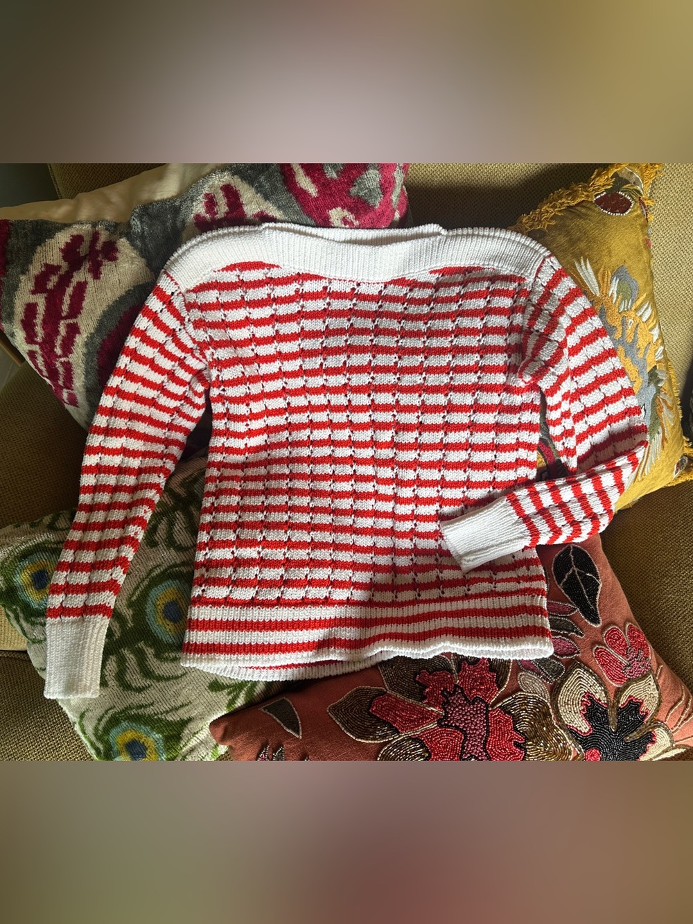 Ann Taylor Loft Striped Red and White Knit Sweater Women's Petite XXS